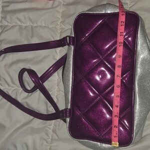 2000s Trophy Queen GlamRockPurple and Silver Glitter Bag